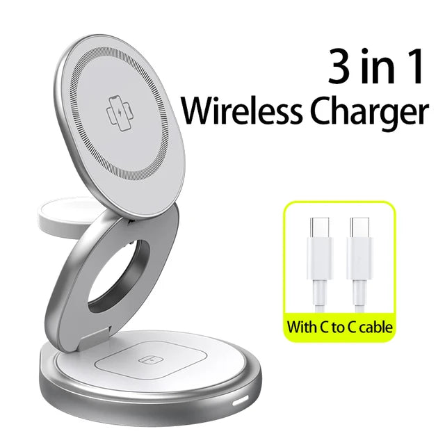 3 In 1 Metal Wireless Charger - Electronics Niche