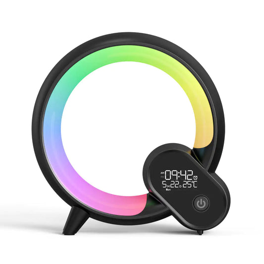 Creative Q Light Analog Sunrise Digital Display Alarm Clock Bluetooth Audio Intelligent Wake-up Q Colorful Atmosphere Light - Electronics Niche