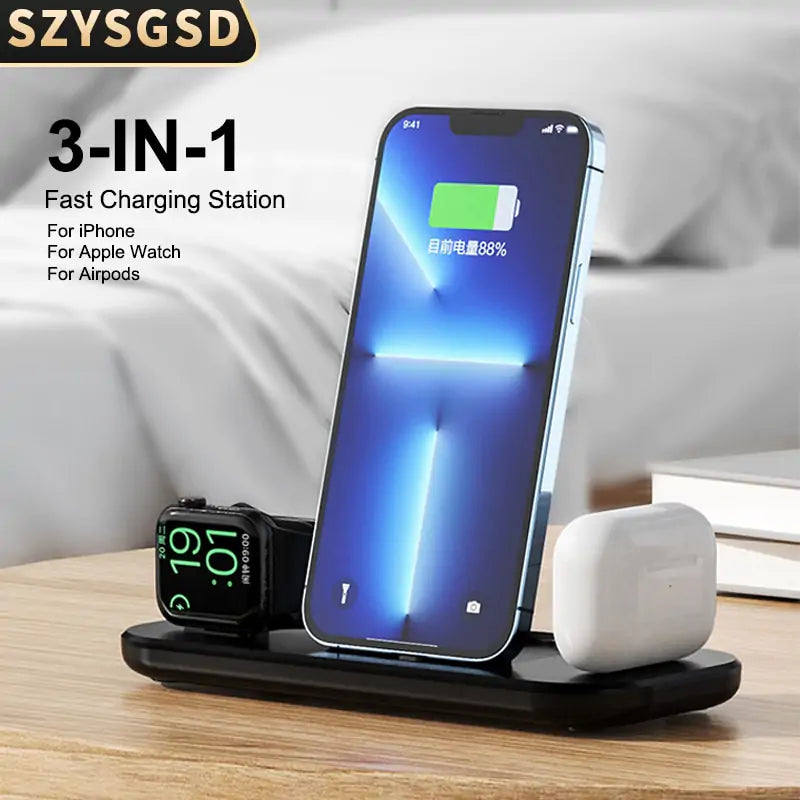 3 in 1 Wireless Charging Base - Electronics Niche