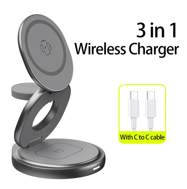 3 In 1 Metal Wireless Charger - Electronics Niche